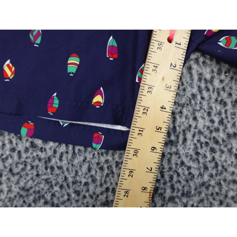 Lands End Mens Swim Trunks Large 36-38 Navy‎ Blue Sailboat Print Mesh Lined 6in